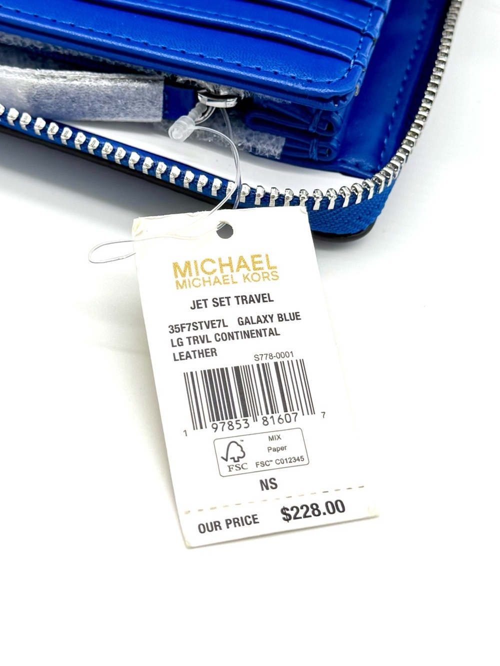 Michael Kors Jet Set Travel Large Leather Continental Wallet Galaxy Blue - Picture 8 of 8